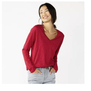 SONOMA SHINE RED EVERY DAY V NECK LONG SLEEVE TEE SIZE M  #484